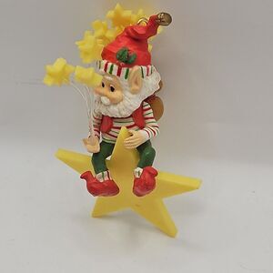 Vintage Enesco sparkles elf star shelf sitter ornament vintage Xmas village